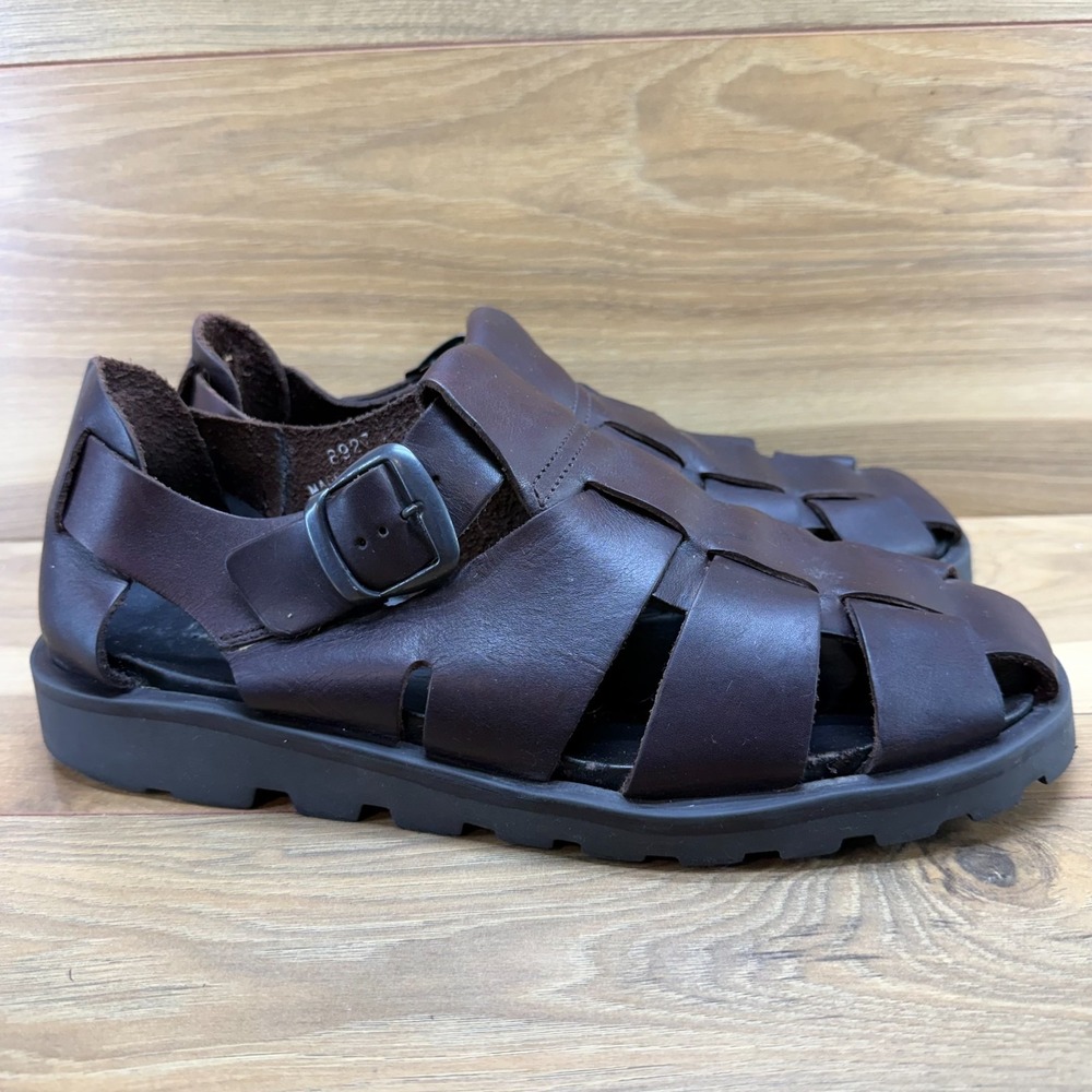 BASS Vintage Y2K Fisherman Sandals Mens 11 M Brown Leather Casual Lug Sole